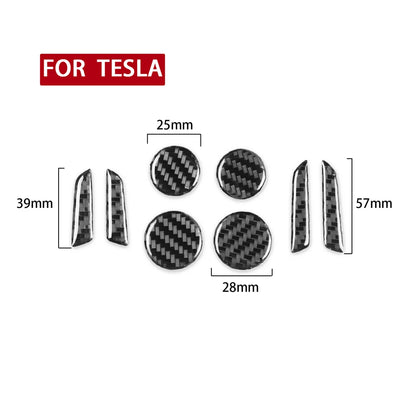 8Pcs Car Seat Adjustment Switch Button Cover Carbon Fiber Trim Sticker For Tesla Model 3 2017-2022 Model Y 2020-2022 Accessories