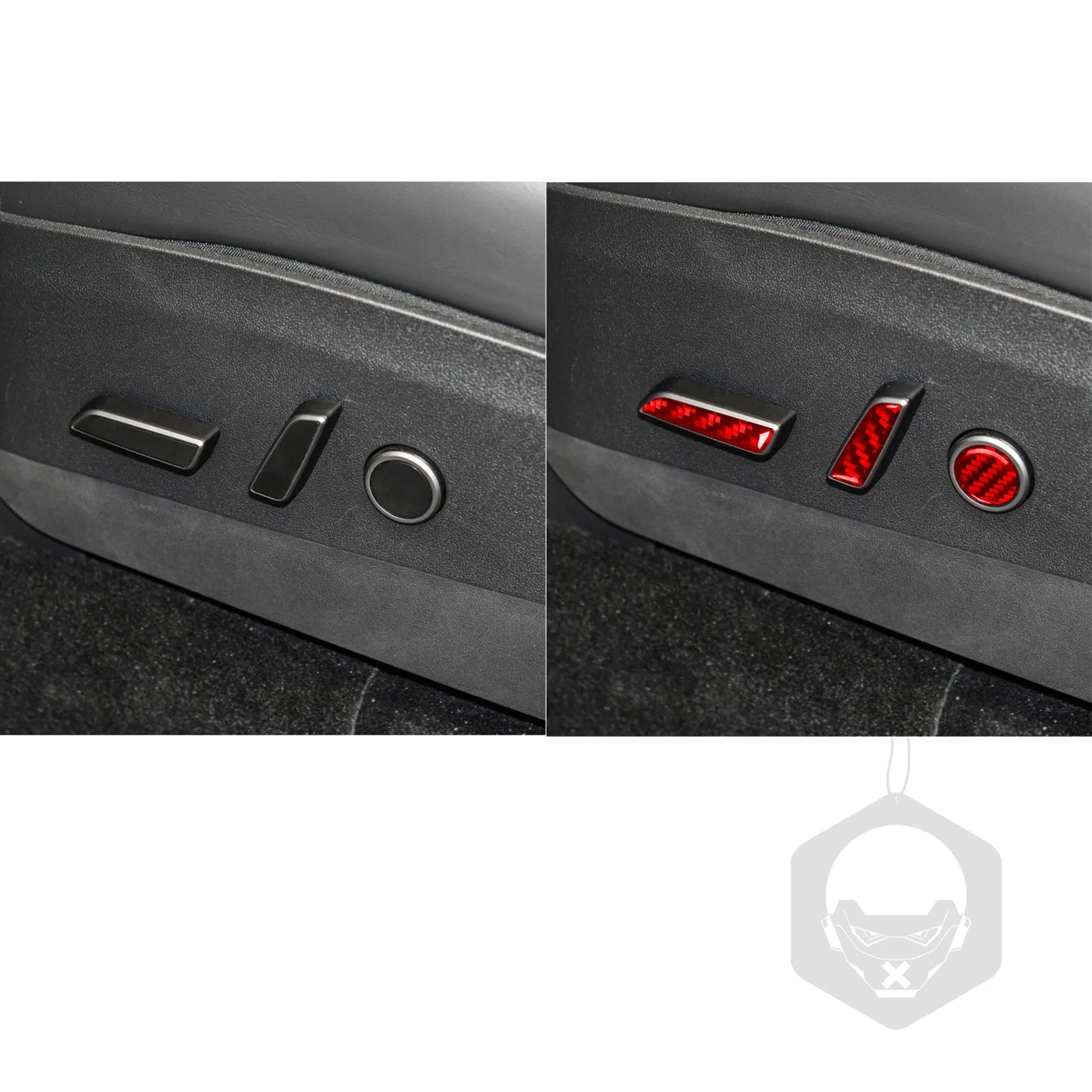 8Pcs Car Seat Adjustment Switch Button Cover Carbon Fiber Trim Sticker For Tesla Model 3 2017-2022 Model Y 2020-2022 Accessories