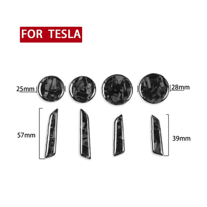 8Pcs Car Seat Adjustment Switch Button Cover Carbon Fiber Trim Sticker For Tesla Model 3 2017-2022 Model Y 2020-2022 Accessories